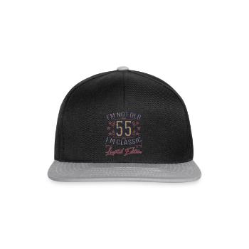 55. Geburtstag Vintage lustiger Spruch - Snapback Cap - Schwarz/Grau - Vorne