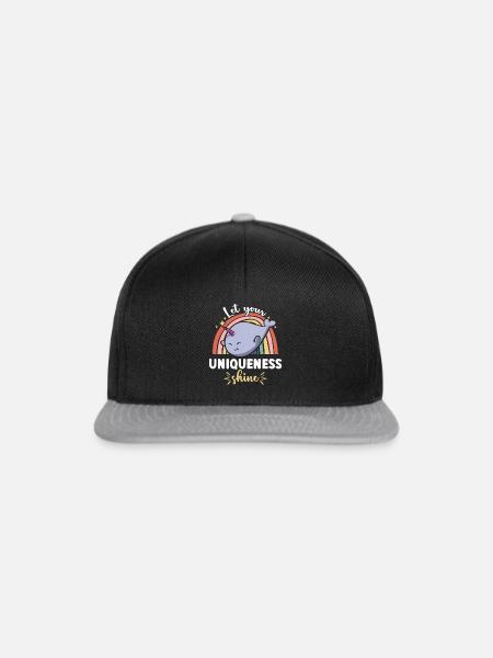 Narwal Einhornwal - Snapback Cap - Schwarz/Grau
