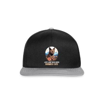 Burmese Cat Burma Katze - Snapback Cap - black/grey - Front