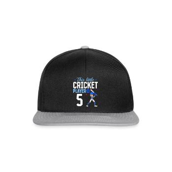 5th Birthday Cricket Player Baby Cricket Player - Snapback Cap - Schwarz/Grau - Vorne