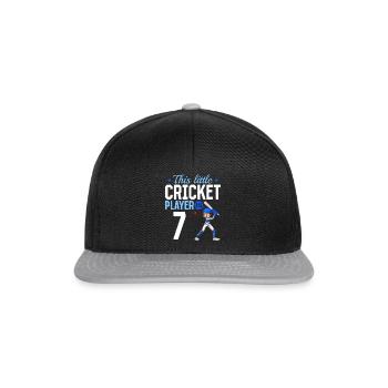 7th Birthday Cricket Player Baby Cricket Player - Snapback Cap - Schwarz/Grau - Vorne