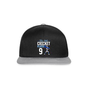 9th Birthday Cricket Player Baby Cricket Player - Snapback Cap - Schwarz/Grau - Vorne