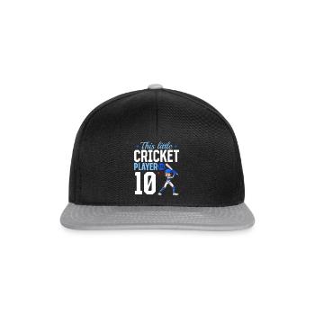 10th Birthday Cricket Player Baby Cricket Player - Snapback Cap - Schwarz/Grau - Vorne