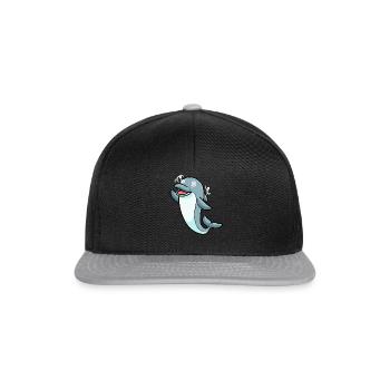 Émoticône de dauphin - Casquette snapback - noir/gris - Devant