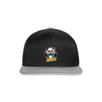 ANDY - Beau nom de garçon avec Cool Panda - Casquette snapback - noir/gris - Devant