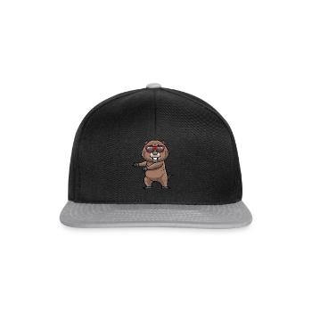 Tanzender Bisamratten Nagetier - Snapback Cap - Schwarz/Grau - Vorne