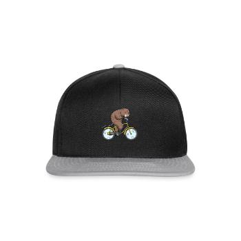 Bisamratte Auf Fahrrad - Snapback Cap - Schwarz/Grau - Vorne