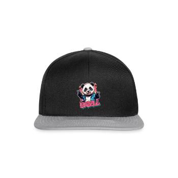 ISABELL - Beautiful Girl Name with Cool Panda - Snapback Cap - black/grey - Front