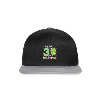 Frog for 3rd birthday children three years old - Snapback Cap - black/grey - Front