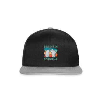 Croyez en l’amour du narval Animaux de baleine de mer - Casquette snapback - noir/gris - Devant