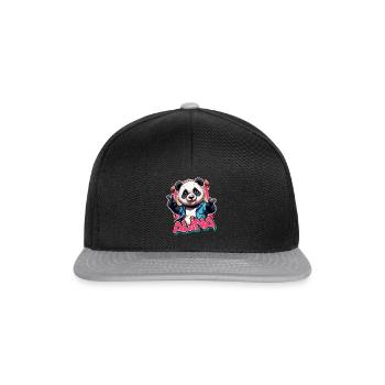 ALINA - Schöner Mädchen Name mit coolem Panda - Snapback Cap - Schwarz/Grau - Vorne