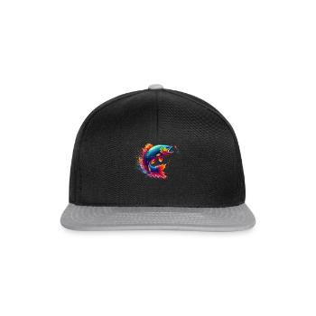 Colorful Fishing Angler Lake Fish Fisherman - Snapback Cap - black/grey - Front