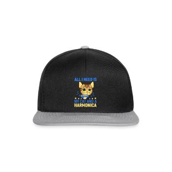 All I Need Is My Cat And A Harmonica Harmonicist & - Snapback Cap - black/grey - Front