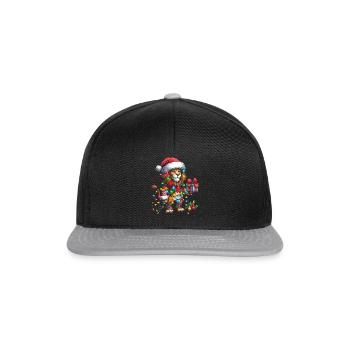 Lion Wearing Santa Hat, Holding A Present Box Xmas - Snapback Cap - black/grey - Front