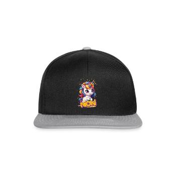 NICKI - Schöner Mädchen Name mit süßem Einhorn - Snapback Cap - Schwarz/Grau - Vorne