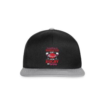 Everything in moderation except playing Rugby and - Snapback Cap - Schwarz/Grau - Vorne