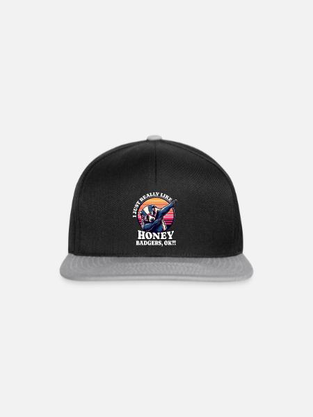 Ich Liebe Honigdachs Spruch - Snapback Cap - Schwarz/Grau