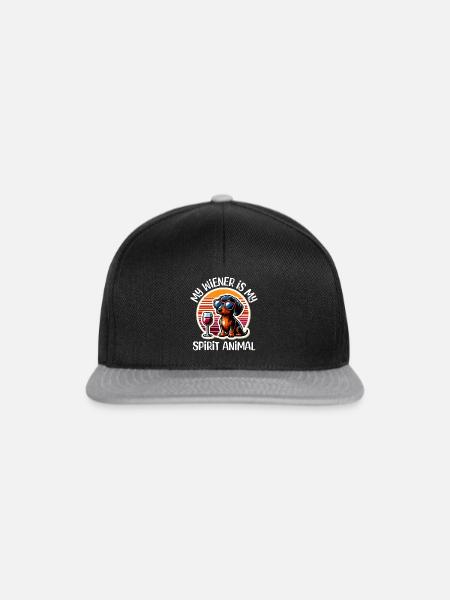 Dackel Wein - Snapback Cap - Schwarz/Grau