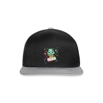 MINA - Schöner Mädchen Name mit süßem Alien - Snapback Cap - Schwarz/Grau - Vorne