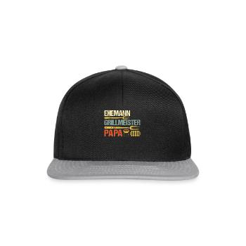 Vatertag Idee Papa - Ehemann Grillmeister Papa - Snapback Cap - Schwarz/Grau - Vorne