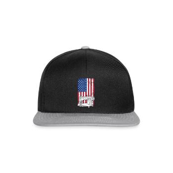 Sewing Machine US Flag Sewing US flag - Snapback Cap - Schwarz/Grau - Vorne