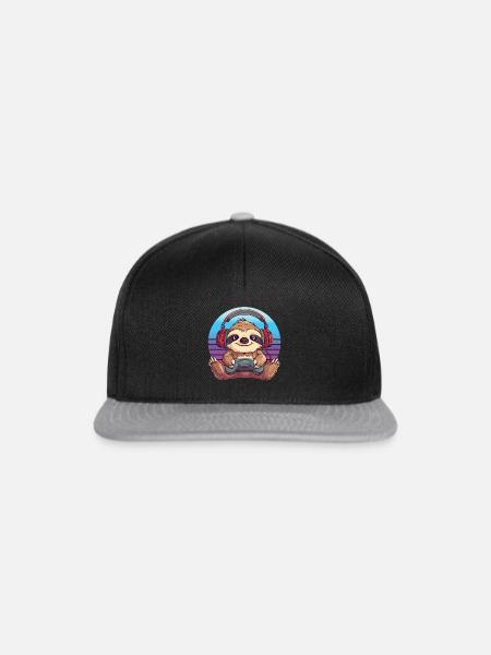 Faultier gaming Retro - Snapback Cap - Schwarz/Grau