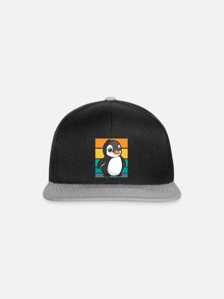 Pinguin Retro - Snapback Cap - Schwarz/Grau