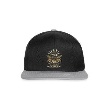 Geburtsjahr 2005 Geburtstag Oldtimer Top Zustand - Snapback Cap - Schwarz/Grau - Vorne