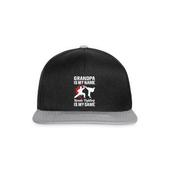 Grandpa is my name Karate fighting is my game - Ka - Snapback Cap - black/grey - Front