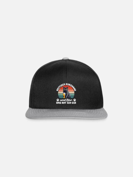 Bier und Britisch Kurzhaar - Snapback Cap - Schwarz/Grau