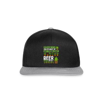 Gardening solves most of my problems beer drowns t - Snapback Cap - black/grey - Front