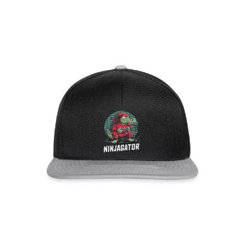 Ninja Alligator Gamer Fun Gaming Reptile Graphic - Snapback Cap - black/grey - Front