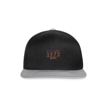 Retro Geburtstag June 1972 - Sunset line - Snapback Cap - Schwarz/Grau - Vorne