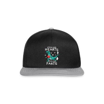 Herzen stehlen und Furz-Valentine-Raptor sprengen - Snapback Cap - Schwarz/Grau - Vorne