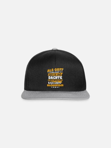 Billardspieler Billard - Snapback Cap - Schwarz/Grau