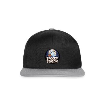 Cute Halloween Ghost Spooky Season Ghost - Snapback Cap - Schwarz/Grau - Vorne