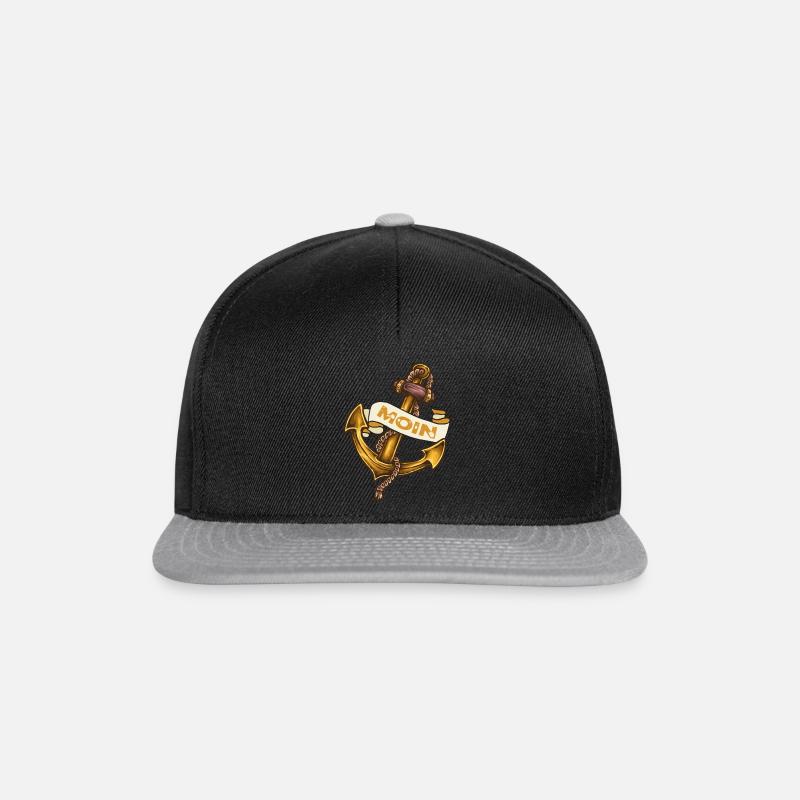 Anker Sabbel Moin Spacken Kapitän Ahoi Boot - Snapback Cap - Schwarz/Grau