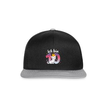 10th Birthday Cat Kitten Children's Birthday - Snapback Cap - black/grey - Front