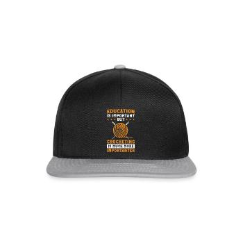 Crochet School Kids Crocheting is much more import - Snapback Cap - Schwarz/Grau - Vorne