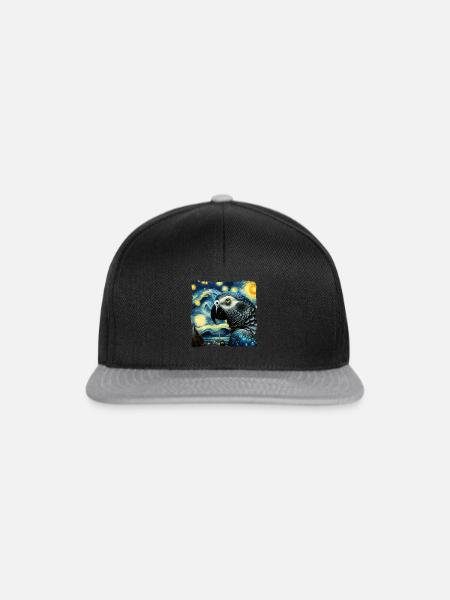Graupapagei Starry Night - Snapback Cap - Schwarz/Grau