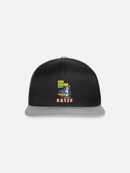 Gamer Katze Games Zocker Pc - Lustiges Gaming Spru - Snapback Cap - Schwarz/Grau
