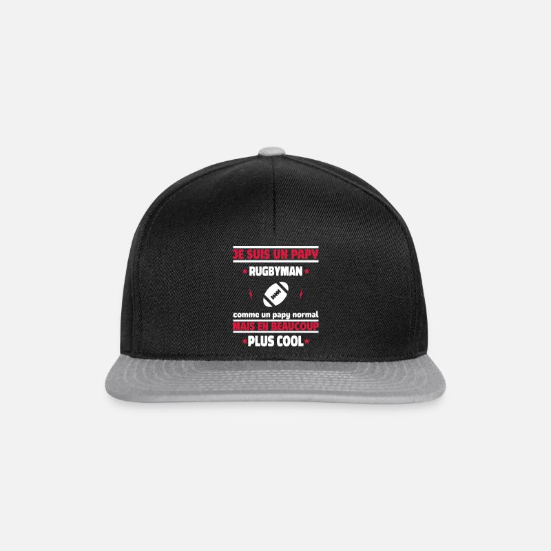 Je suis un papy rugbyman plus cool, cadeau noël - Casquette snapback - noir/gris
