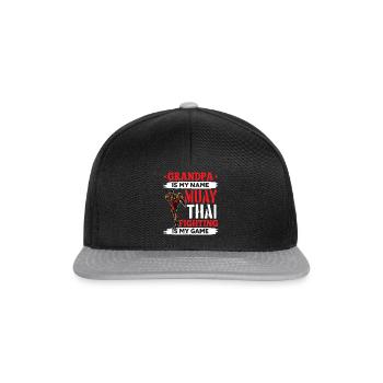Muay Thai Grandpa is my name Muay Thai fighting is - Snapback Cap - black/grey - Front