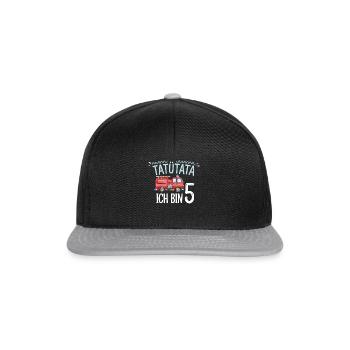 Tatütata Feuerwehr 5. Geburtstag - Snapback Cap - Schwarz/Grau - Vorne
