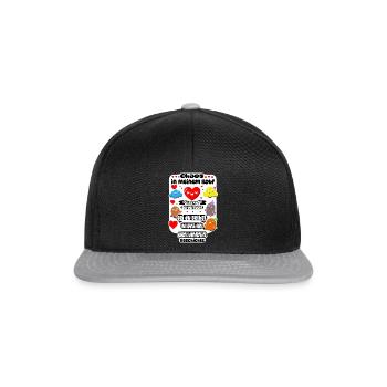 Chaos in the head, love in the heart - Snapback Cap - black/grey - Front
