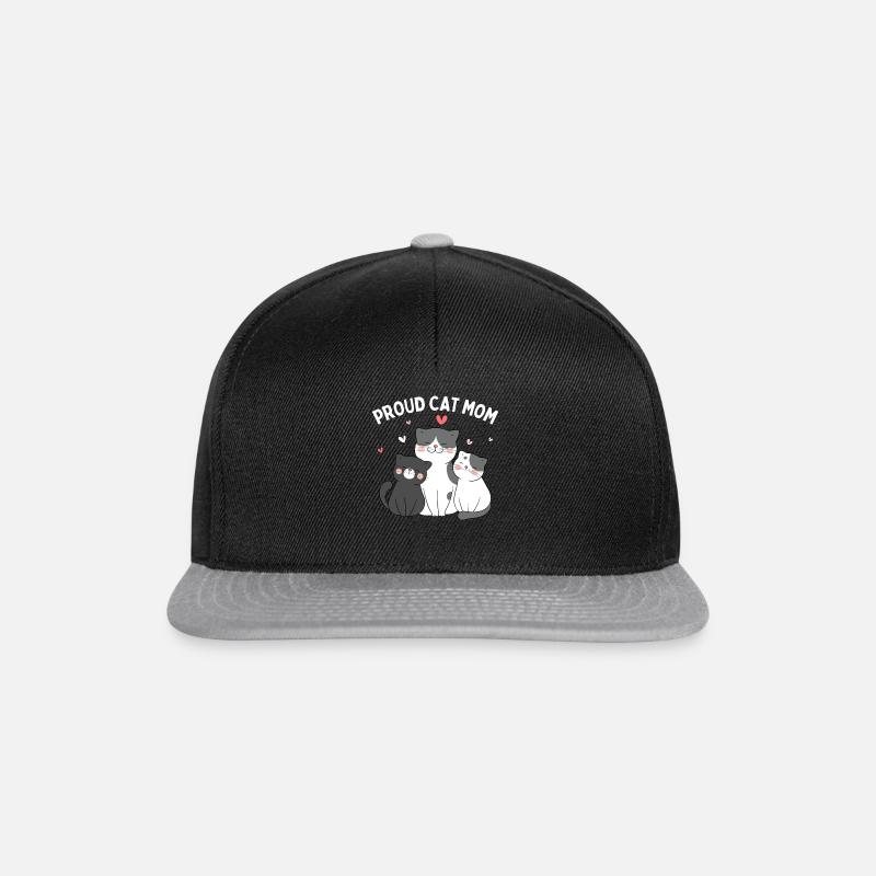 Stolze Katzenmama Lustige Katze Kätzchen - Snapback Cap - Schwarz/Grau