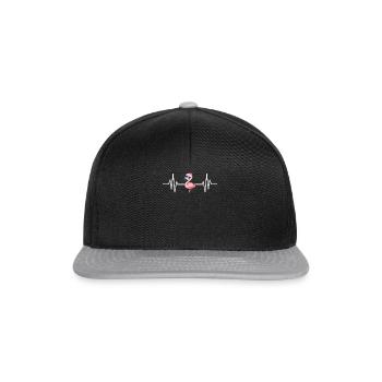 Pink Flamingo Lover Flamingo Heartbeat Cute Flamin - Snapback Cap - Schwarz/Grau - Vorne