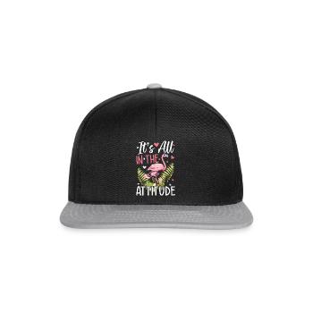 Pink Flamingo - It's All In The Attitude - Funny - Snapback Cap - Schwarz/Grau - Vorne