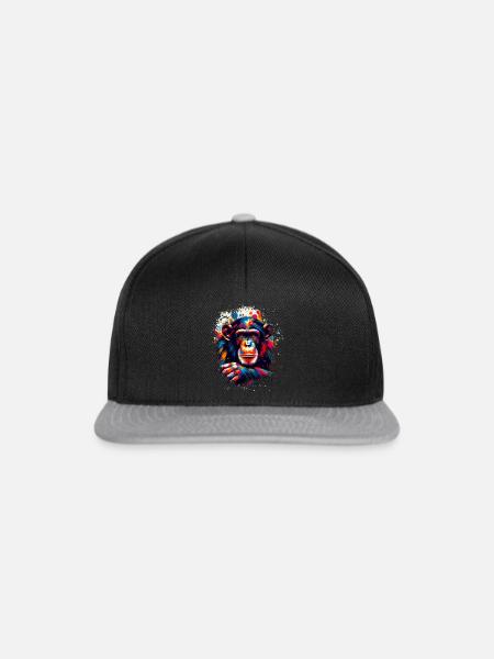 Bunter Schimpanse Kunstwerk Schimpansen - Snapback Cap - Schwarz/Grau