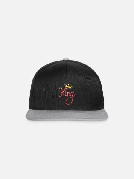 König mit Krone - Snapback Cap - Schwarz/Grau